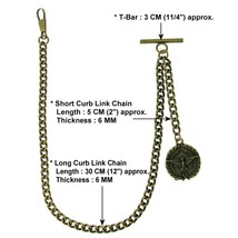 Albert Chain Bronze Pocket Watch Chain for Men US Eagle Badge Fob T Bar AC22 - £9.04 GBP+