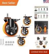 5&#39;&#39; Heavy Duty Threaded Stem Casters with Safety Dual Locking - 600lbs C... - $924.75 MXN