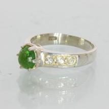 Green Chrome Tourmaline White Sapphire Handmade Silver Ring size 6.25 Design 182 - £75.36 GBP