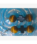 Vintage Tigers Eye~Black Onyx Earrings - $24.16 CAD