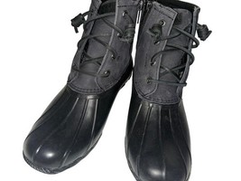 Sperry Women&#39;s Saltwater Rain Boot Black Leather STS88108 Size 8 - $27.73