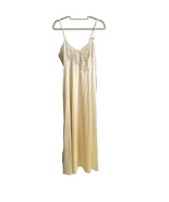 Vintage Lily Of France Ivory Satin &amp; Lace Nightgown Spaghetti Straps Large - £25.61 GBP