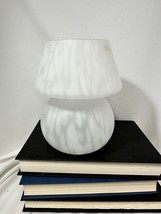 Retro White Frosted Glass Mushroom Shaped Lamp Murano Like Unwired - $33.66