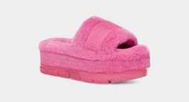 New Auth UGG FLUFFITA Pink Fur Flatform Slide Soft Plush Platform Slipper Sandal - £55.93 GBP