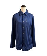 Telluride Clothing Company Sweater Jacket Womens L Blue Ribbed Fleece Li... - $48.20 CAD
