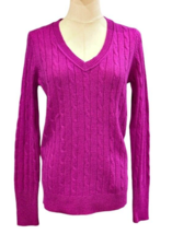 Ann Taylor LOFT Classic Sweater Size Small Pink Wool Blend Cable Knit Ba... - £11.43 GBP