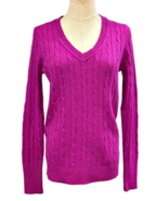 Ann Taylor LOFT Classic Sweater Size Small Pink Wool Blend Cable Knit Ba... - £11.48 GBP