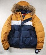 Tommy Hilfiger Men&#39;s Navy/White/Yellow Snorkel Faux Fur Hooded Jacket MS... - $148.49