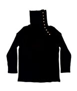 Design History NWT Black Knit Turtleneck Sweater L – Gold Btn Detail Lon... - $42.08 CAD