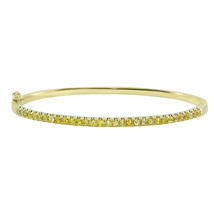 1.21ct Natural Fancy Intense Yellow Color Diamonds Bangle Bracelet 18K Gold - £3,843.02 GBP