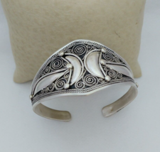 Moroccan Bracelet Silver Cuff Vintage Berber Tribal Ethnic Jewelry Bangl... - $69.30