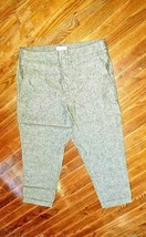 Meraki Pants Heather Black Women Linen Blend Cropped Size Large - $35.65