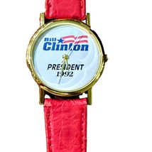 Bill Clinton for President Women&#39;s Red Leather Watch Vintage 1992 Needs Battery - £7.63 GBP