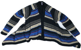 Alya Pointelle Striped Drapey Open Cardigan Sweater Size Medium Boho USA Made - £6.66 GBP