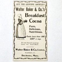 Walter Baker Hot Chocolate 1897 Advertisement Victorian Cocoa ADBN1uuu - £11.85 GBP