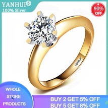 Top quality silver 925 ring with 18krgp stamp real yellow 18k gold ring solitaire 8mm 2 thumb200
