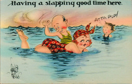 Postcard Humorous Having A Slapping Good Time Here Atta Pop! - $7.87