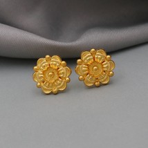 22k Yellow Gold stud earrings gold Earrings , round , Handmade Yellow go... - £409.54 GBP