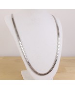 Vintage MONET Silver Tone Flat Square Link Necklace 28&quot; Chain - €16,81 EUR
