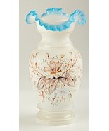 *Art Glass Vase with Ruffled Top Matte Frosted Gloss Finish Hand Painted - $62.26 CAD