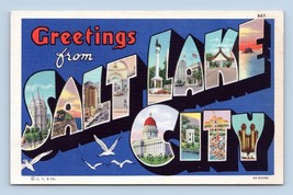 Large Letter Greetings From Salt Lake City Utah UT UNP Linen Postcard N7 - £3.85 GBP