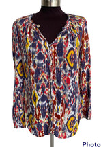 Daniel Rainn Blouse Womens Medium Multicolor Batik Bohemian Indie Comfy ... - $15.72