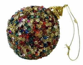 Bold Bead &amp; Sequin 3&quot; Ball Christmas Tree Ornament Possibly Handmade - £11.72 GBP