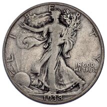 1938-D 50C Walking Liberty Half Dollar Fine Condition, Natural Color Nic... - $91.47