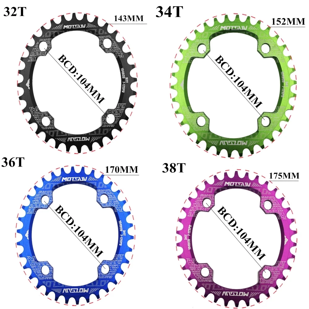 Sporting MOTSUV 104BCD Oval Narrow Wide Chainring MTB Mountain Bike Bicycle 32T  - £23.90 GBP