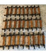 27 Vintage  Brass Oak Wood Cabinet Dresser  Door Handles Bar Pulls 4” - €92,61 EUR