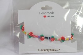 Bracelet (New) Strawberry - Colorful Beads W/ Gold Clasp - £8.70 GBP