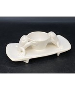 Ceramic Trinket Dish 2 Frogs Holding Bowl White Art Nouveau Style - €19,34 EUR