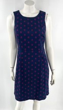 Tommy Hilfiger Sheath Dress Sz 6 Navy Blue Red Polka Dot Sleeveless Printed - £19.47 GBP