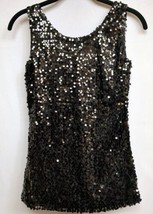 Ann Taylor?  Sequin Vest Women&#39;s Size Small Black Pullover Cotton Blend Fabric - £5.94 GBP