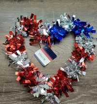 Red Silver Blue Patriotic Tinsel Heart Wall Decoration. 4th of July-New-... - £11.09 GBP
