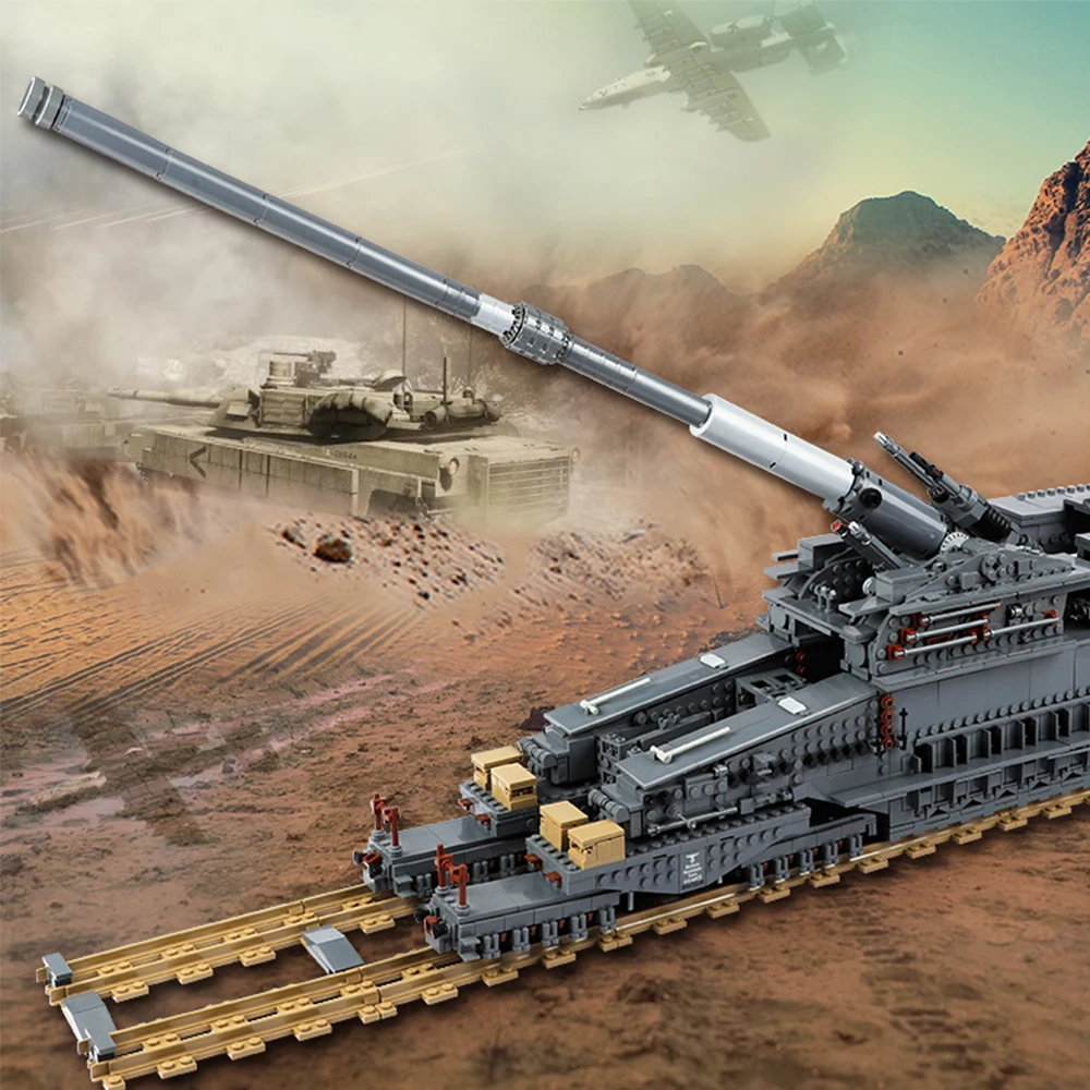 3846Pcs Building Blocks German 80cm K[E] Railway Gun Dora Military Weapon Tanks - £198.44 GBP
