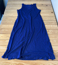 belle kim gravel NWOT women’s slub knit maxi dress w/ pockets size PM navy T2 - £14.69 GBP