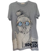 Thin Hongkoi Grey Harajuku Inspired Girl In Glitter Sunglasses T Shirt D... - £34.92 GBP