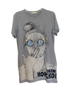 Thin Hongkoi Grey Harajuku Inspired Girl In Glitter Sunglasses T Shirt D... - $44.88