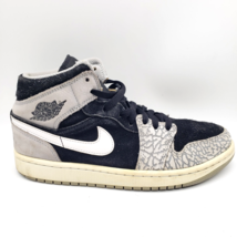 Nike Air Jordan 1 Mid Shoes Men Size 7.5 Elephant Print Black Gray DM120... - $39.55