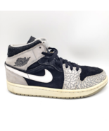 Nike Air Jordan 1 Mid Shoes Men Size 7.5 Elephant Print Black Gray DM120... - €33,86 EUR