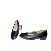 Salvatore Ferragamo Boutique Low Heel 1.5&quot; Pumps Black Leather Shoes 9 A... - $52.94