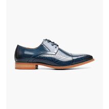 Stacy Adams Hobson Cap Toe Oxford Dress Shoes Navy Blue Leather 25764-400 image 2