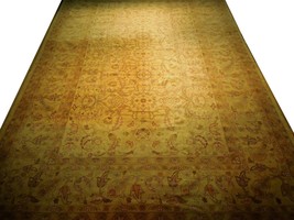 New Vintage Look Perfect Chobi Hand-Knotted 12x18 Beige Oushak Wool Rug - £5,687.04 GBP