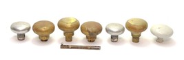 Lot of 7 Vintage Mid century Brass Plated White and Silver Door Knobs Ha... - $24.72