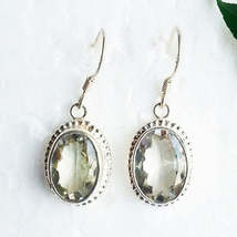 Natural Green Amethyst Gemstone Earrings, Birthstone Earrings, 925 Sterling Silv - £28.02 GBP