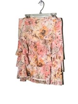 Ann Taylor LOFT Size 4 Floral Tiered Skirt Pink Yellow Orange Pastels 10... - £13.22 GBP