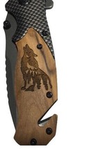 Handmade Howling sitting Wolf Engraved 8&quot; Blade Folding Pocket Knife Cus... - $36.62