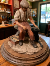 Hand Painted Farrier and Labrador Resin Sculpture - Vintage Blacksmith F... - $68.00