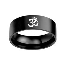 Biker Mens OM Symbol Indian Yoga Ring Stainless Steel Jewelry Buddhism Zen Art F - £7.73 GBP